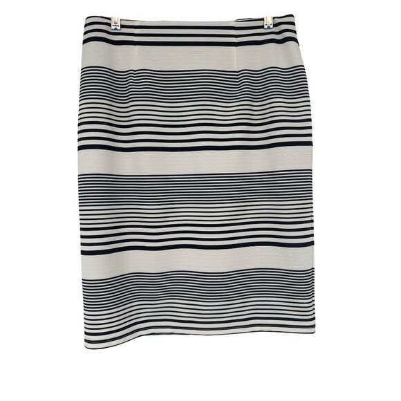 Chicos 1 Womens Black  ivory  Striped Pencil Skirt  Back Zipper Size medium - Picture 1 of 5